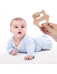 Sonajeros de Madera TOWO 5 Piezas para Bebés 6 Meses 2