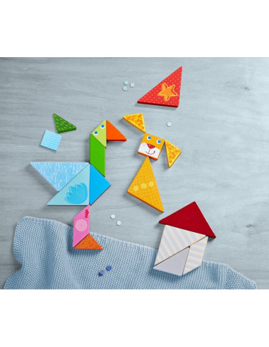 Juguete de Apilamiento de Madera HABA Tangram 21 Formas 3+
