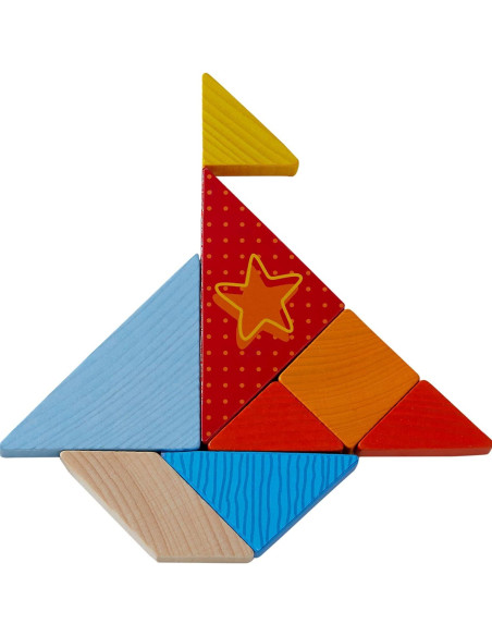 Juguete de Apilamiento de Madera HABA Tangram 21 Formas 3+