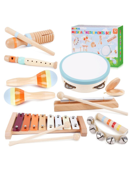 Instrumentos Musicales de Madera Montessori para Niños 1-3 Años