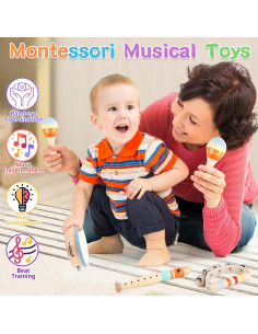 Instrumentos Musicales de Madera Montessori para Niños 1-3 Años 2