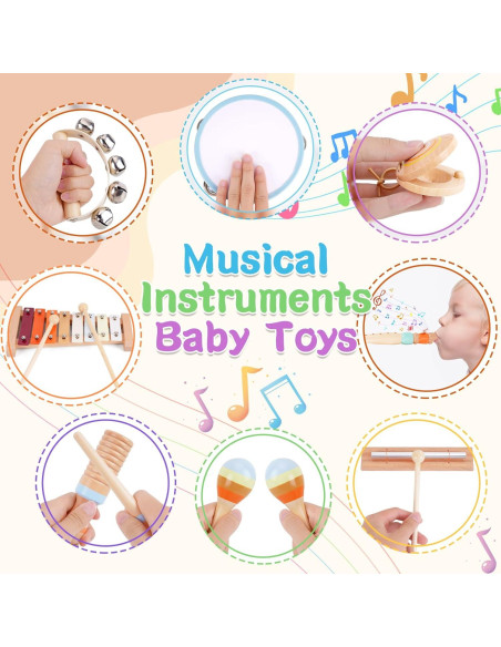 Instrumentos Musicales de Madera Montessori para Niños 1-3 Años