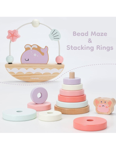 Juego de Juguetes Educativos de Madera 4 en 1 Pillowhale
