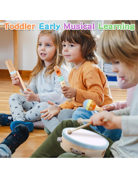 Instrumentos Musicales de Madera Montessori para Niños 1-3 Años