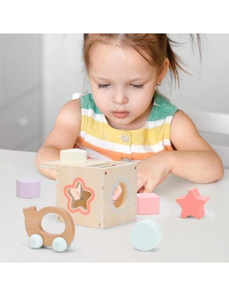 Juego de Juguetes Educativos de Madera 4 en 1 Pillowhale