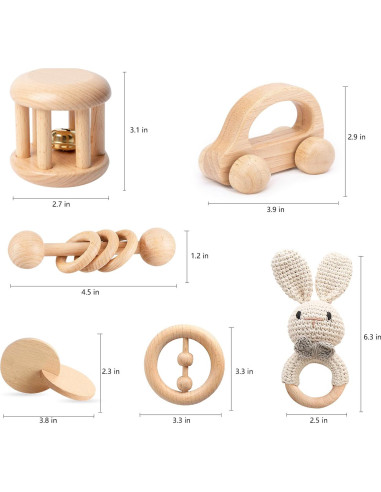 Set de Juguetes de Madera Montessori TUOWITA 6 Piezas Bebés