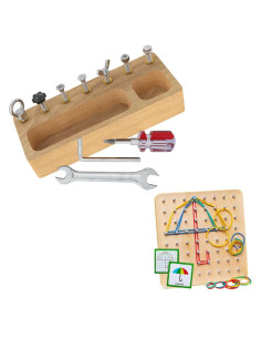Conjunto de Juguetes Montessori Panda Brothers - Tablero de Destornillador y Geográfico