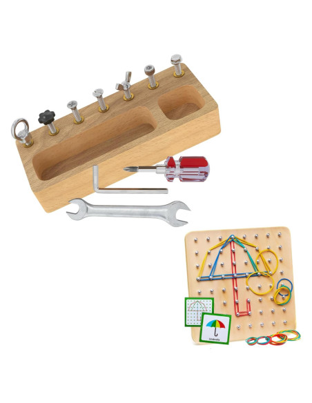 Conjunto de Juguetes Montessori Panda Brothers - Tablero de Destornillador y Geográfico