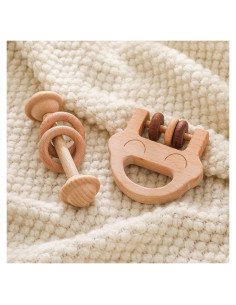 Sonajero de Madera Chriswell 2PCS para Bebés - Juguete Montessori