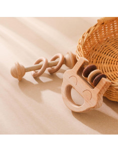 Sonajero de Madera Chriswell 2PCS para Bebés - Juguete Montessori 2