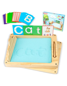 Bandeja de Arena Montessori MOTGOM 30x24 cm con Tapa y Tarjetas