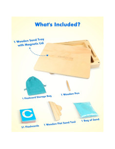 Bandeja de Arena Montessori MOTGOM 30x24 cm con Tapa y Tarjetas 2