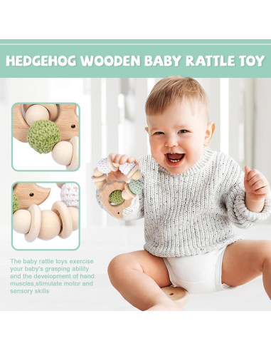 Juego de 6 Piezas Juguetes de Madera para Bebés 0-6 Meses