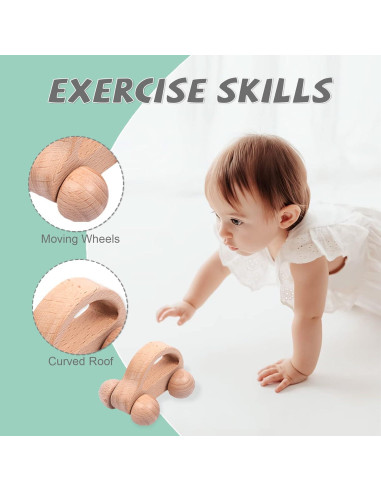 Juego de 6 Piezas Juguetes de Madera para Bebés 0-6 Meses