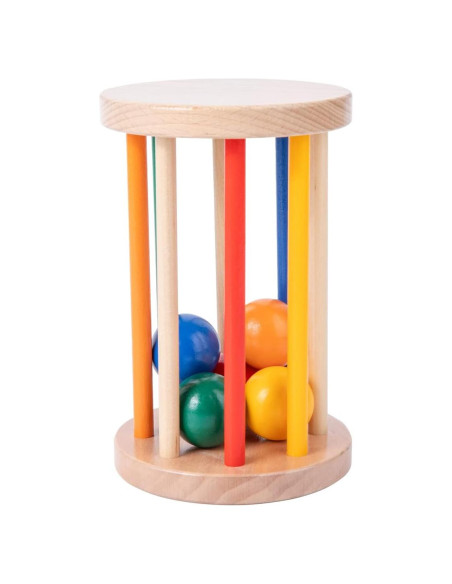 Juguete Montessori Tambor Rodante de Madera para Bebés 6-12 Meses
