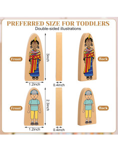Figuras de Madera Multiculturales Syhood - 30 Pcs para Juego Educativo 2