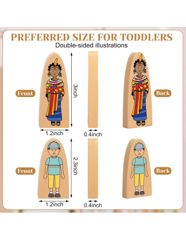Figuras de Madera Multiculturales Syhood - 30 Pcs para Juego Educativo