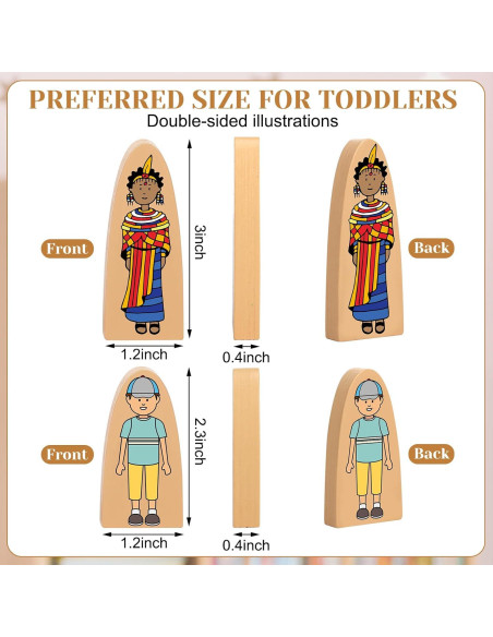 Figuras de Madera Multiculturales Syhood - 30 Pcs para Juego Educativo