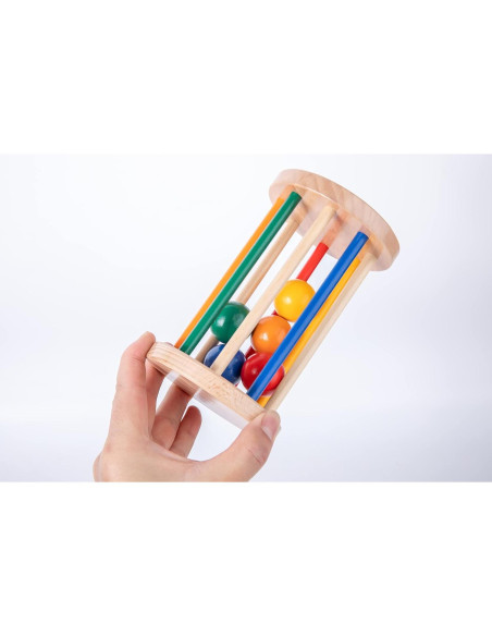 Juguete Montessori Tambor Rodante de Madera para Bebés 6-12 Meses