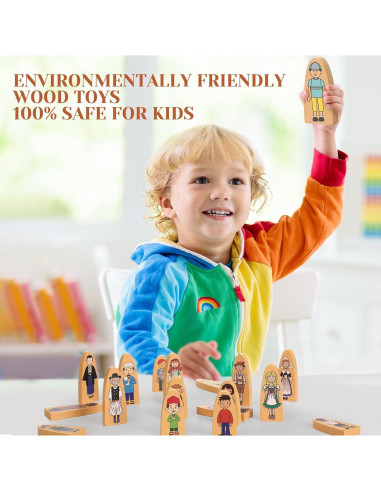 Figuras de Madera Multiculturales Syhood - 30 Pcs para Juego Educativo