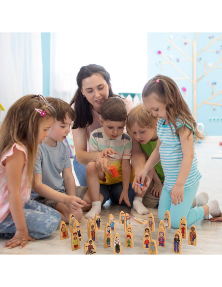 Figuras de Madera Multiculturales Syhood - 30 Pcs para Juego Educativo