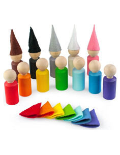 Muñecos de Madera Ulanik Montessori - 12 Gnomos 6 cm
