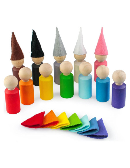 Muñecos de Madera Ulanik Montessori - 12 Gnomos 6 cm