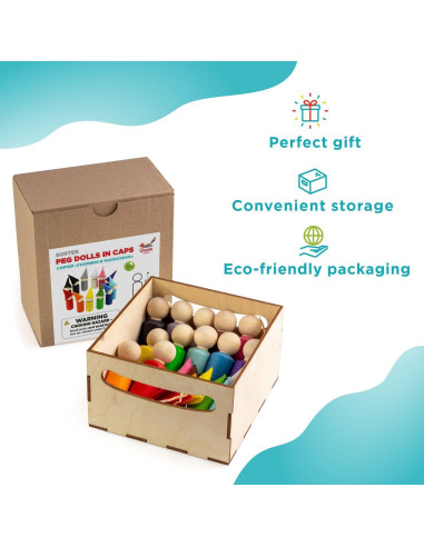 Muñecos de Madera Ulanik Montessori - 12 Gnomos 6 cm