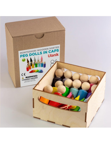 Muñecos de Madera Ulanik Montessori - 12 Gnomos 6 cm