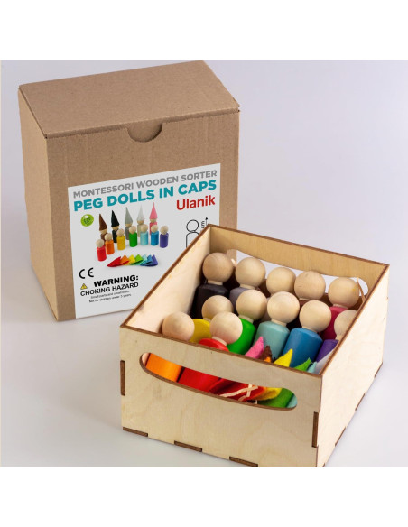 Muñecos de Madera Ulanik Montessori - 12 Gnomos 6 cm