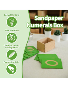 Caja de Madera Montessori para Números de Lijas 11.6x7.4cm 2