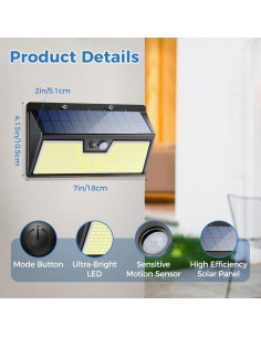 Luces Solares Peasur 318LED con Sensor de Movimiento IP65 2