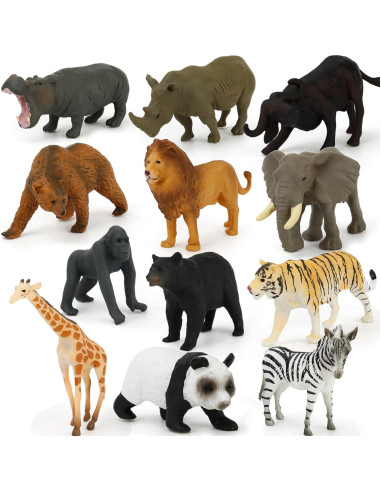 Figuras de Animales Montessori MIKNEKE 12 Piezas Realistas