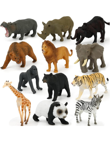Figuras de Animales Montessori MIKNEKE 12 Piezas Realistas