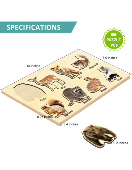 Rompecabezas de Madera MoinKidz Animales del Bosque 33x20cm Rompecabezas de Madera MoinKidz Animales del Bosque 33x20cm