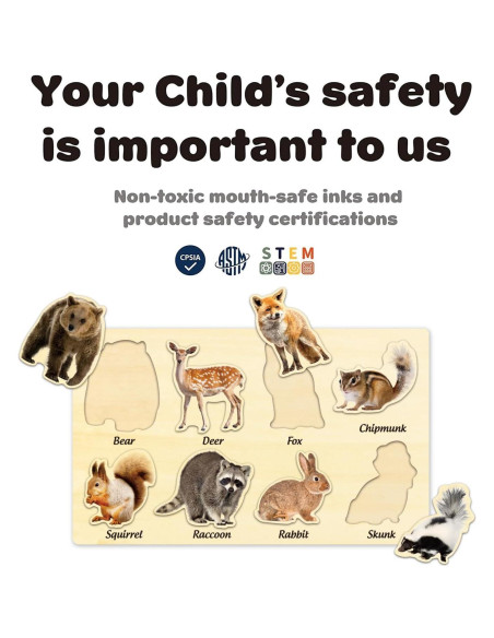 Rompecabezas de Madera MoinKidz Animales del Bosque 33x20cm Rompecabezas de Madera MoinKidz Animales del Bosque 33x20cm