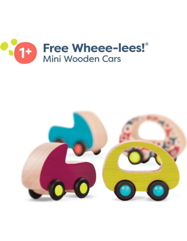 B. toys - Juego de coches de madera para bebés - 6 vehículos coloridos