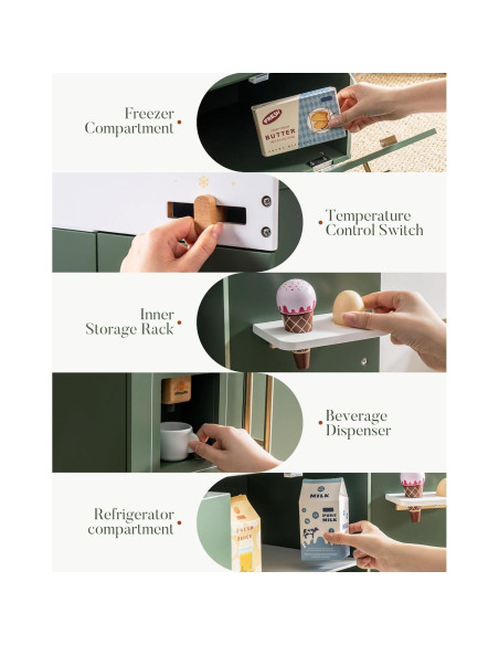 Juguete Nevera de Madera ROBOTIME Verde Vintage 35x15.5x77.5cm