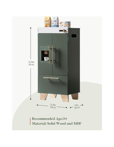Juguete Nevera de Madera ROBOTIME Verde Vintage 35x15.5x77.5cm