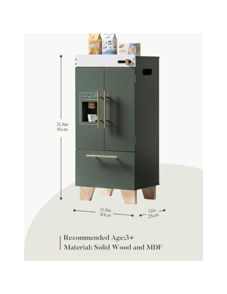 Juguete Nevera de Madera ROBOTIME Verde Vintage 35x15.5x77.5cm