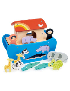 Mentari Toys - Arca de Clasificación de Formas de Madera 14 Piezas