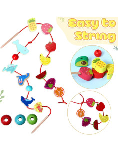 Juguetes Educativos de Madera Shappy 139 Piezas Enhebrar 2