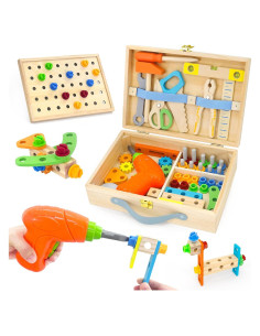 Juego de Herramientas para Niños UREDISO con Taladro Eléctrico 55 Piezas