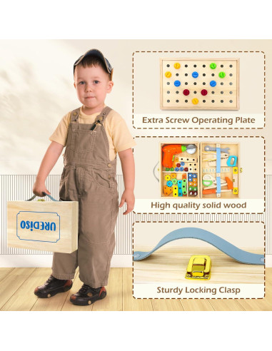 Juego de Herramientas para Niños UREDISO con Taladro Eléctrico 55 Piezas