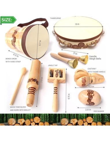 Juego de Instrumentos Musicales de Madera Kallwong para Niños