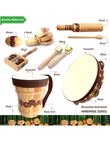 Juego de Instrumentos Musicales de Madera Kallwong para Niños