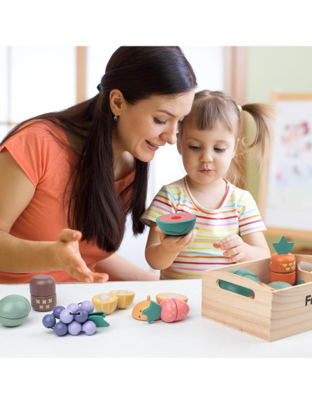 Juego de Comida de Madera Kienvy 10 Piezas Frutas Cortar