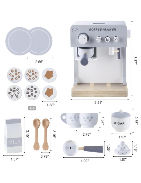 Juego de Cafetera de Madera para Niños - 18 Piezas Montessori