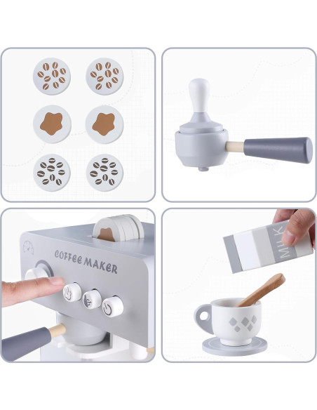 Juego de Cafetera de Madera para Niños - 18 Piezas Montessori