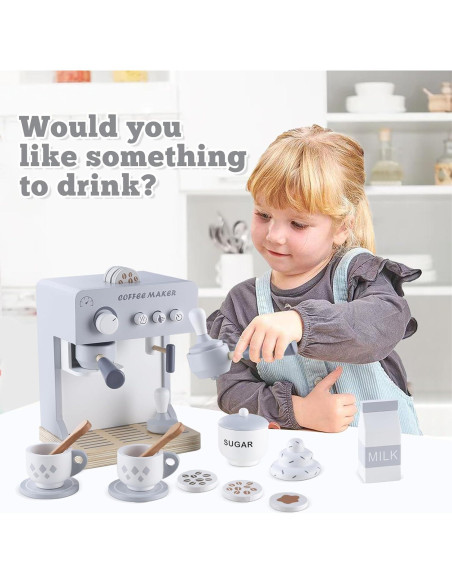 Juego de Cafetera de Madera para Niños - 18 Piezas Montessori
